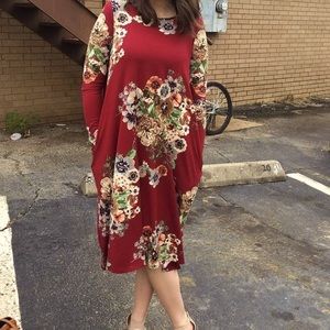 Maroon floral dress